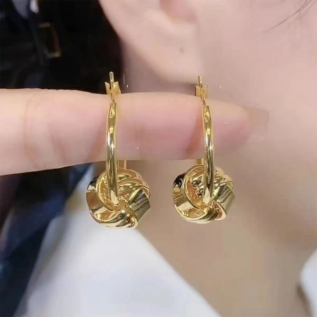铜合金吊坠 【环环相扣】气质百搭富贵节耳环 时尚精美素款