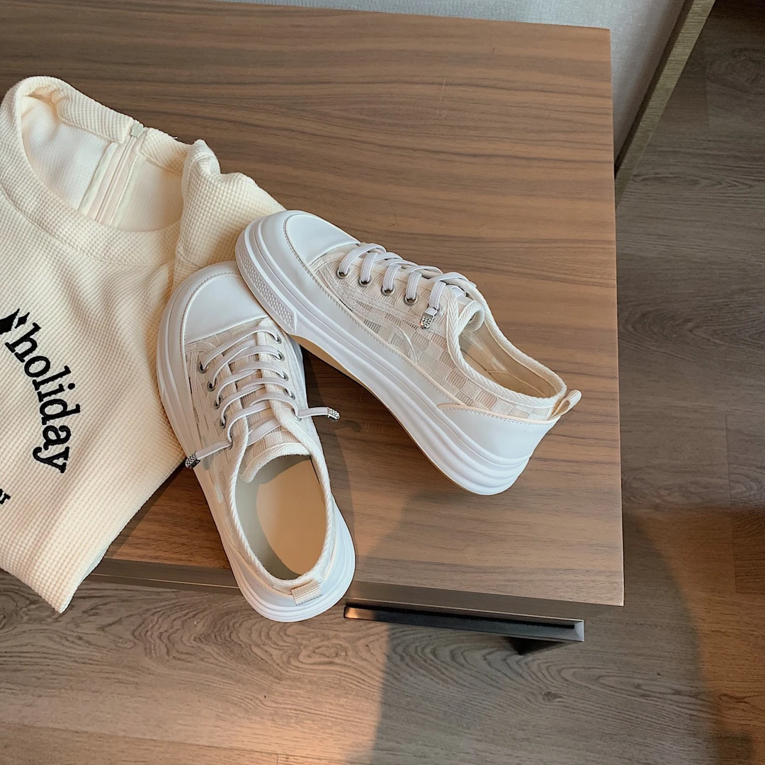 L2209（福利～) 棋盘格网面韩版一脚蹬休闲鞋