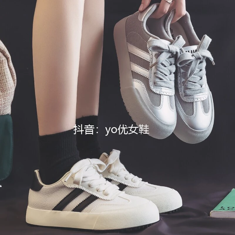 【YO】2025新款网面镂空帆布鞋夏季透气小众百搭小白鞋时尚板鞋女