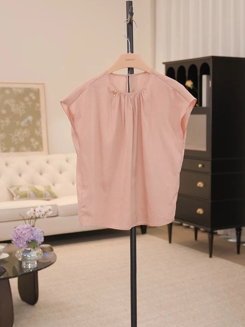 【新春福利】” 杏花微雨 “ 小飞袖 圆领褶皱 套头 小衫