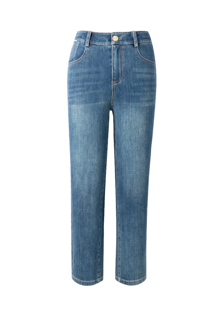 【年中冰点价】“漫画腿” 四面弹 经典蓝 夏季九分牛仔裤法棍裤