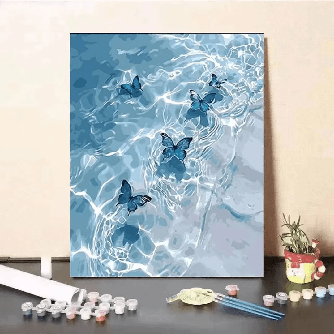 新款蝴蝶数字油画diy手工填色高级感解压治愈礼物客厅装饰画件