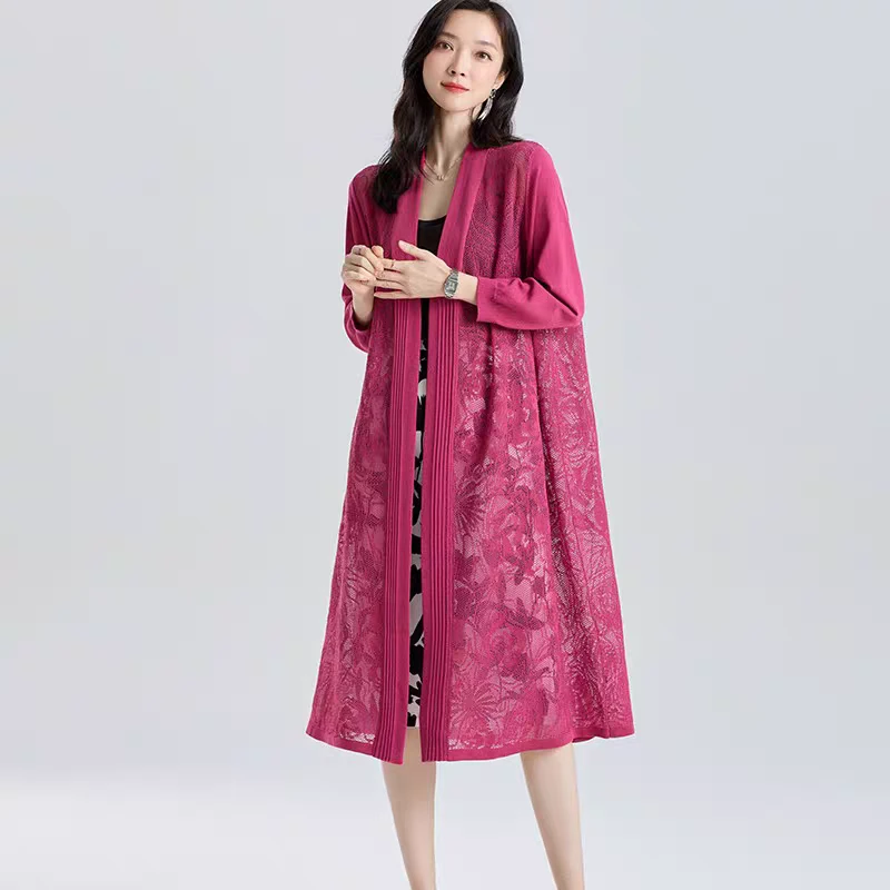 58673＃，夏季防晒镂空提花天丝麻面料，大版洋气百搭针织开衫