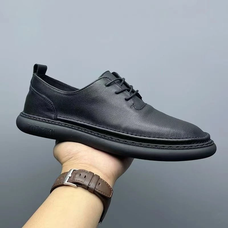 头层牛皮休闲皮鞋男2023年春季舒适薄款真皮男鞋轻便软底软面单鞋