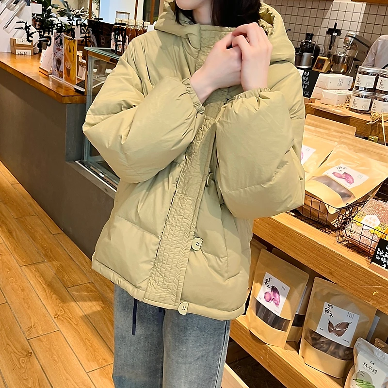 飞鸟和新酒休闲羽绒服女2023冬季新款宽松短款连帽羽绒服