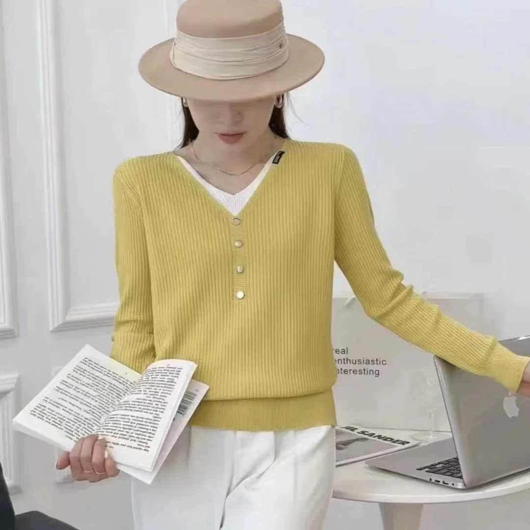 初秋假两件开衫气质针织衫洋气时尚韩版百搭套头显瘦针织上衣