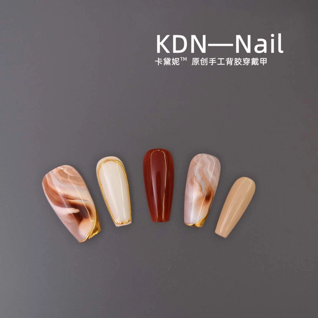 现货【咖啡撞奶】长梯/中梯 奶油巧克力纯手工穿戴甲可拆卸美甲