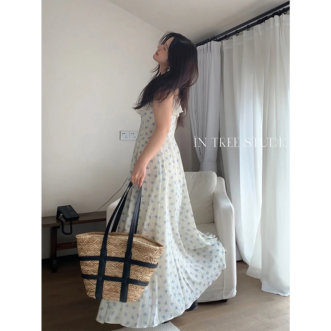 张桶桶QC【初恋裙】甜美碎花收腰吊带连衣裙夏韩系度假ST230263