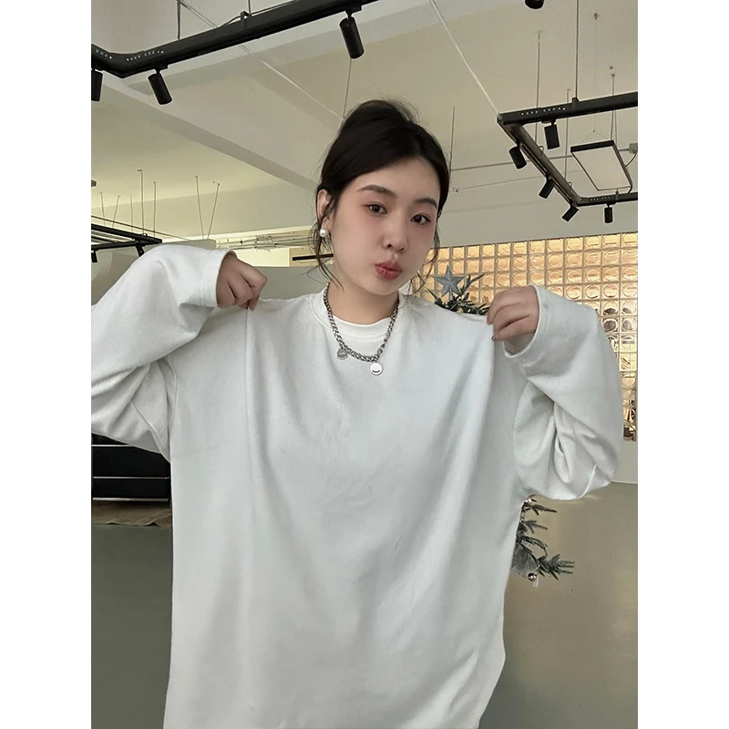 张桶桶QC | 【自制白打底】白色打底长袖T恤圆领休闲  ZXL0384