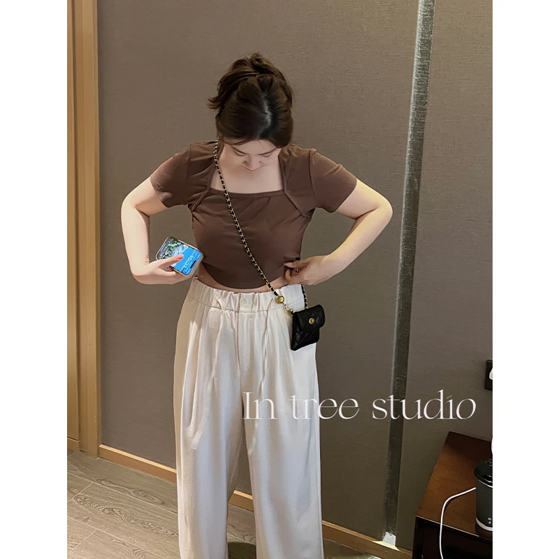 张桶桶QC |【熔岩巧克力】弹力短T恤时尚休闲女装上衣 ZXD0439
