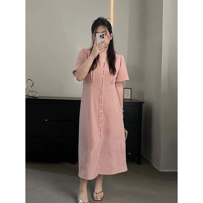 张桶桶QC【偏爱】天丝麻连衣裙甜美少女夏季时尚百搭ZXD0648