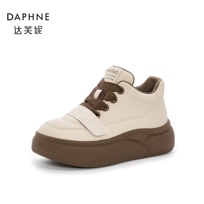 Daphne/达芙妮高帮加绒休闲鞋女冬季运动鞋2024年新款软底面包鞋