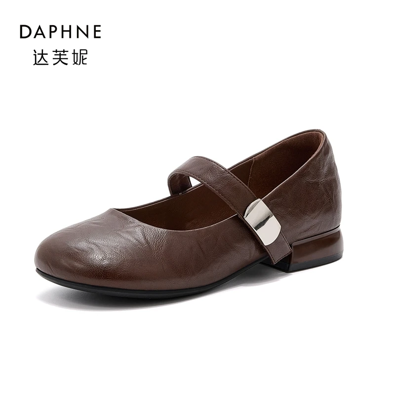 Daphne/达芙妮浅口单鞋女平底豆豆鞋2024年新款圆头百搭玛丽珍鞋