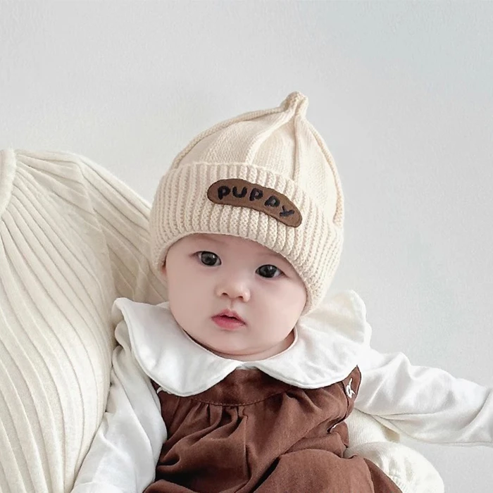 婴儿帽子秋冬季针织帽小月龄宝宝护耳帽冬天外出南瓜帽儿童套头帽