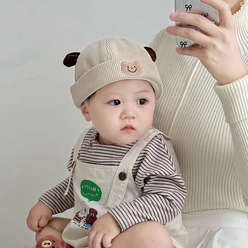 婴儿帽子春秋瓜皮帽可爱超萌宝宝保暖地主帽男女童秋冬新款可调节