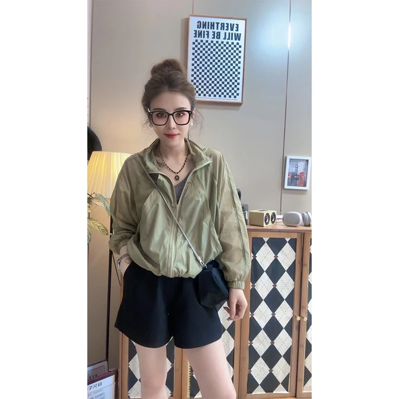 夏季轻薄短款防晒衣外套女2023新款休闲宽松透气户外运动开衫上衣