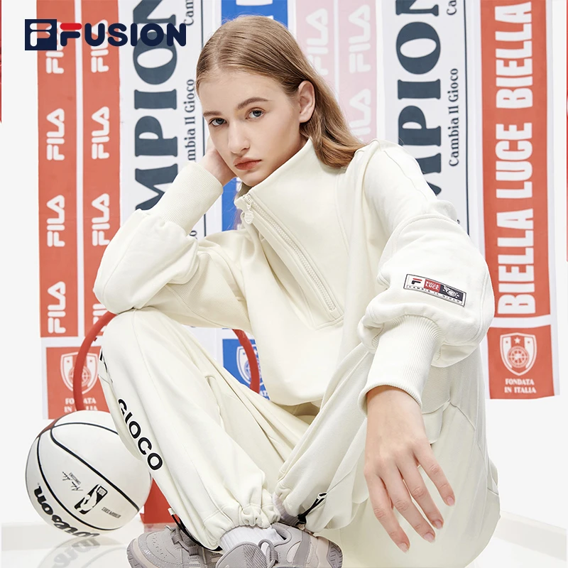 FILA FUSION斐乐秋冬加厚宽松潮流保暖休闲卫衣T11W245206