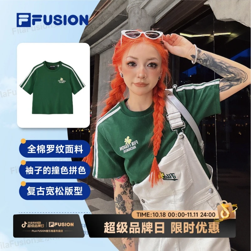 FILA斐乐潮流运动夏季百搭宽松舒适休闲时尚针织短袖衫T11W432109