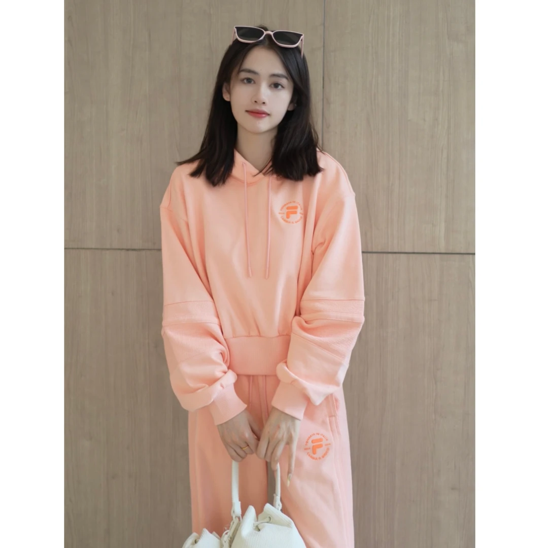 FILA斐乐正品女装秋宽松百搭舒适简约运动休闲针织长袖T11W345201