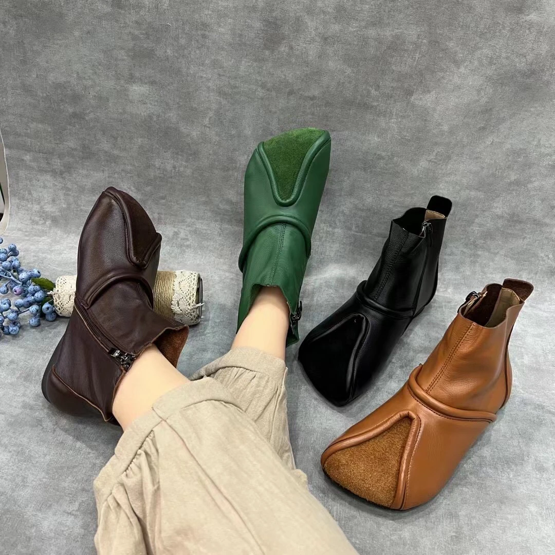 夏季新款真皮复古镂空短靴平底百搭韩版马丁靴透气休闲舒适女靴