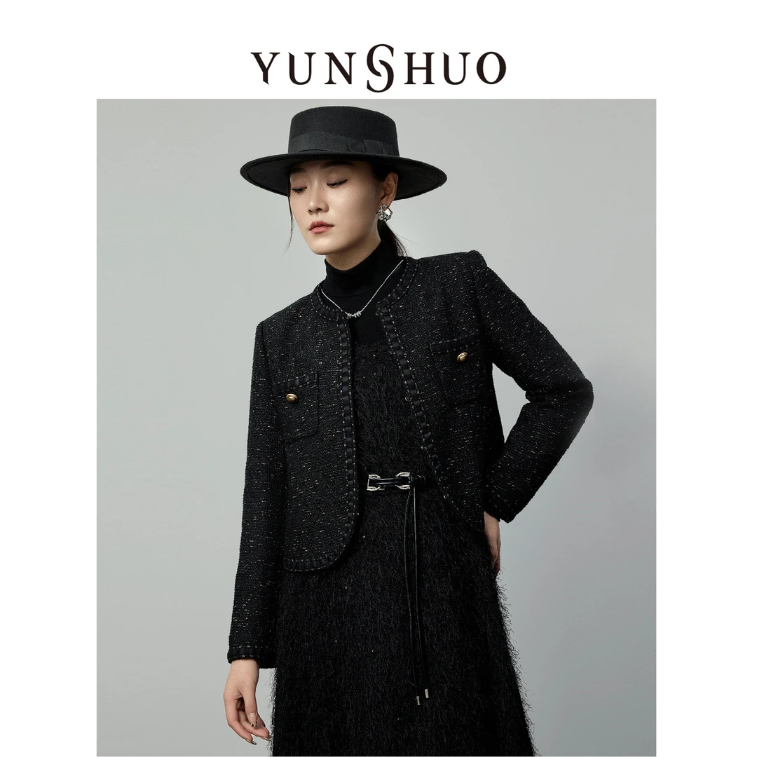 YUNSHUO允硕秋冬春季新品时尚百搭气质小香风短款外套455476