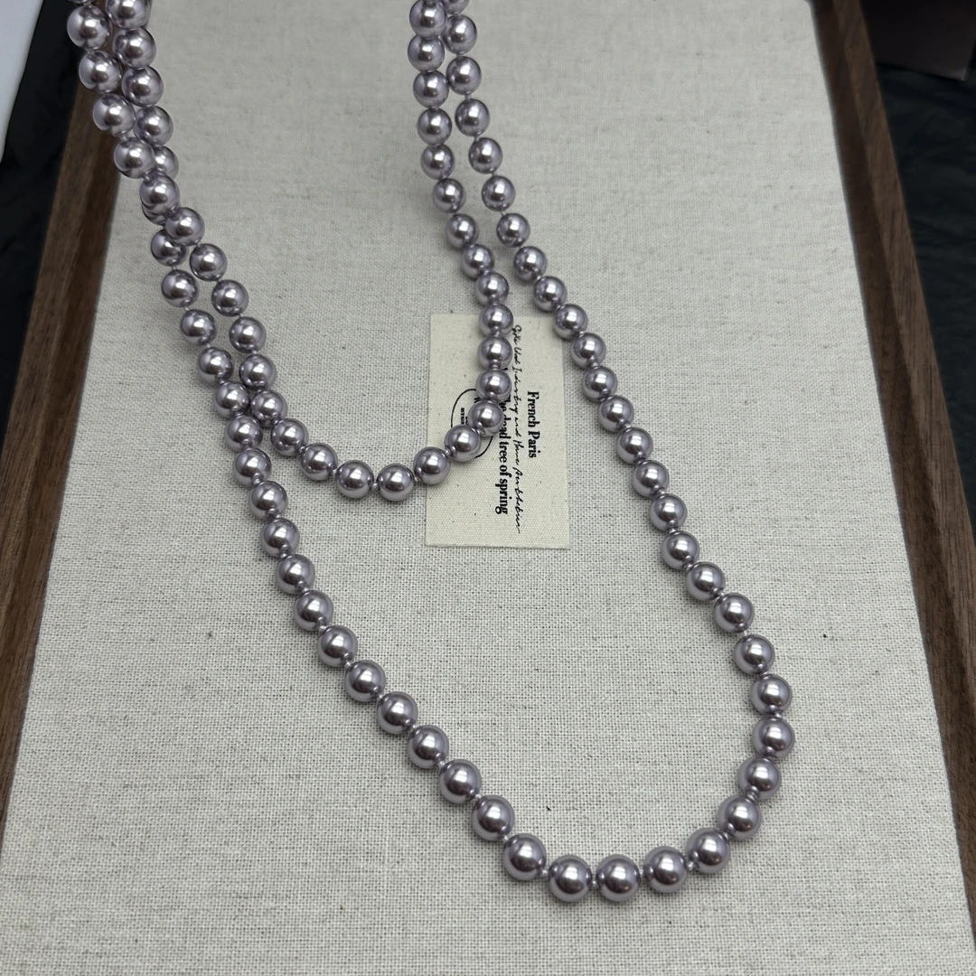 Kvdifala/卡帝法拉 钛钢项链 2466施家薰衣草紫色8mm珠项链多种戴