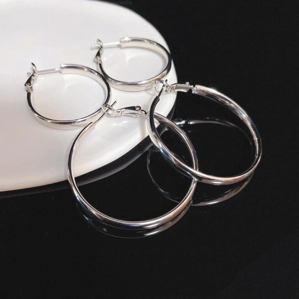 铜合金耳饰 轻奢简约个性圈圈光面时尚小众百搭气质素圈耳圈S149