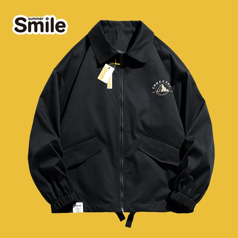 summer smile外套男春秋季字母情侣韩版潮流ins百搭休闲时尚夹克