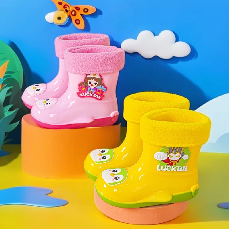 儿童雨靴2到6岁卡通宝宝女童儿童防滑雨靴防水时尚幼儿园可爱水鞋