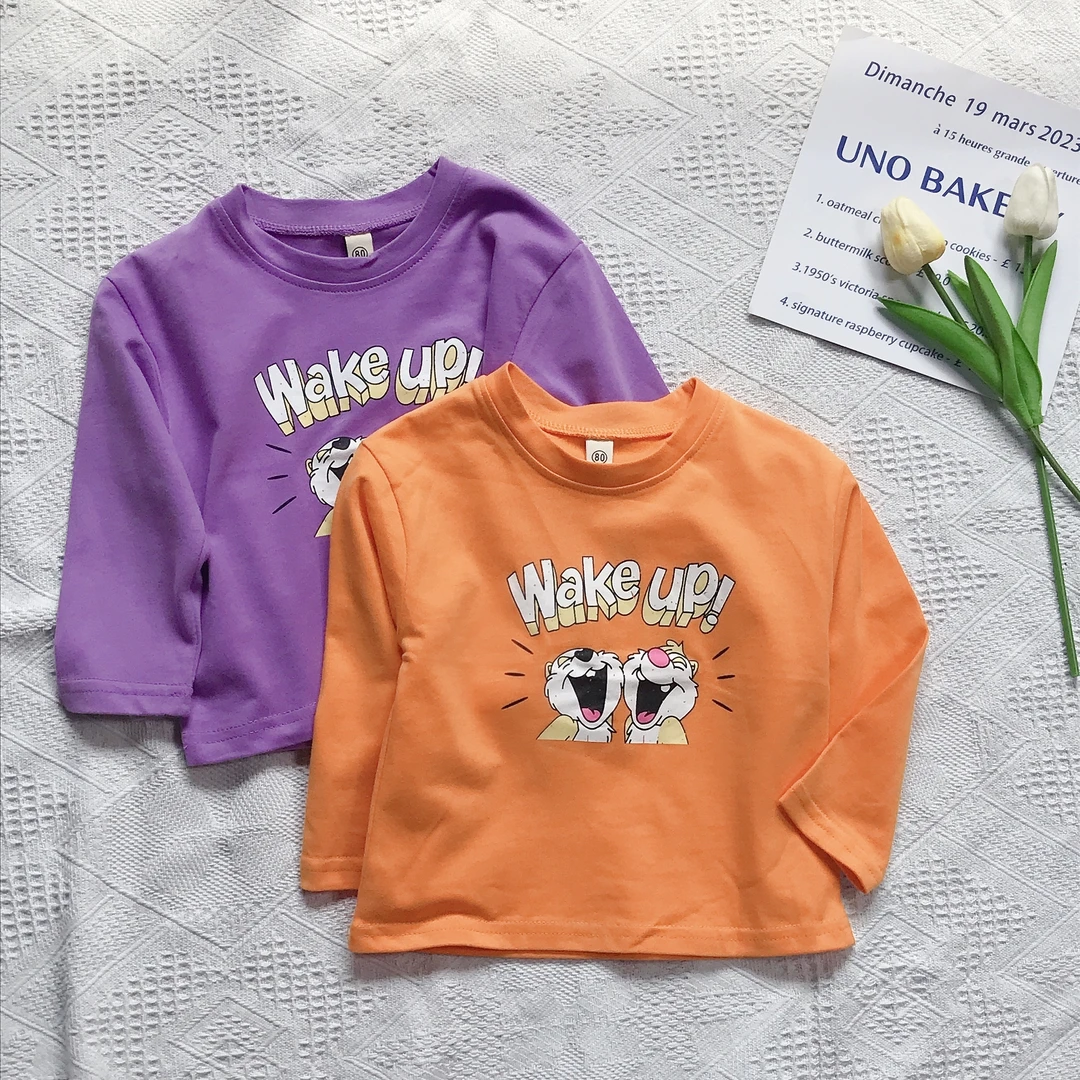 N1244儿童春秋韩版百搭时尚通用百搭休闲洋气印老鼠长袖T恤1103