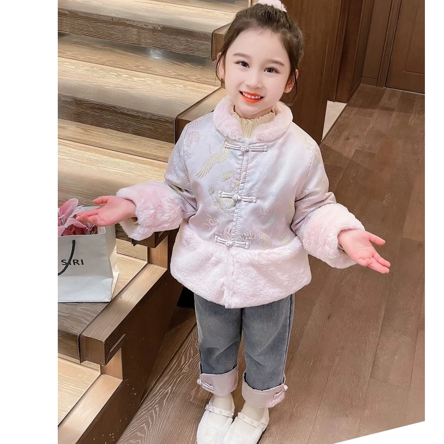 N5085儿童秋冬通用时尚百搭气质洋气 拼毛新中式外套BNR112903A