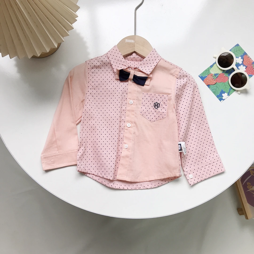 N0810春秋儿童时尚洋气文艺时尚百搭文艺蝴蝶结长袖衬衫A0737041