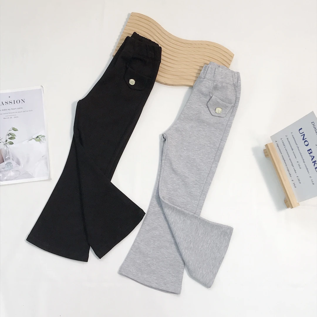 N3854儿童春秋季出游穿搭 通用 时尚洋气 百搭蝴蝶结扣休闲裤6502