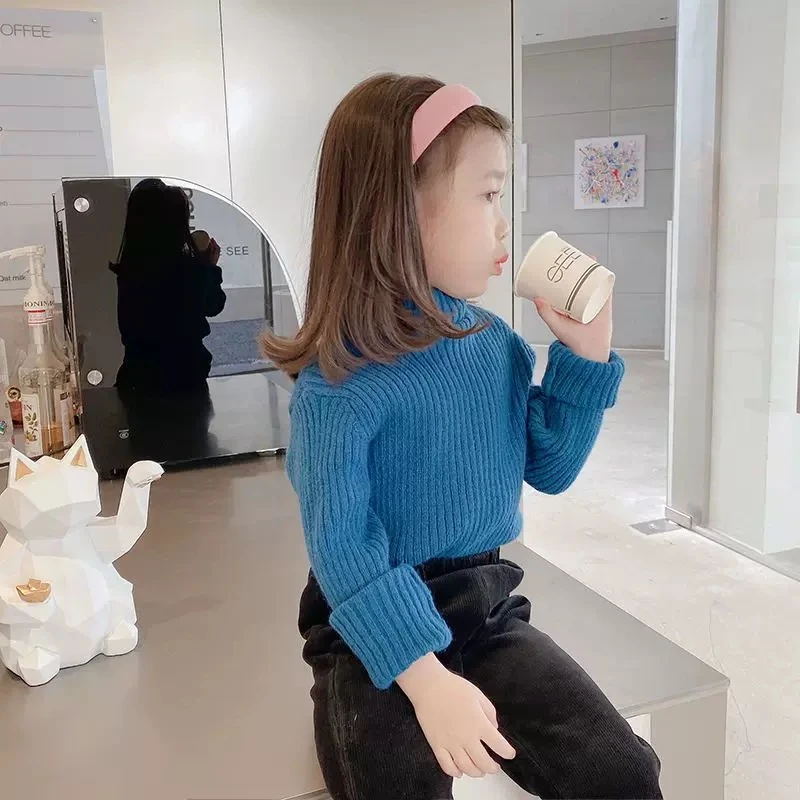 N5111儿童春秋时尚洋气简约套头高领竖条毛衣XP311