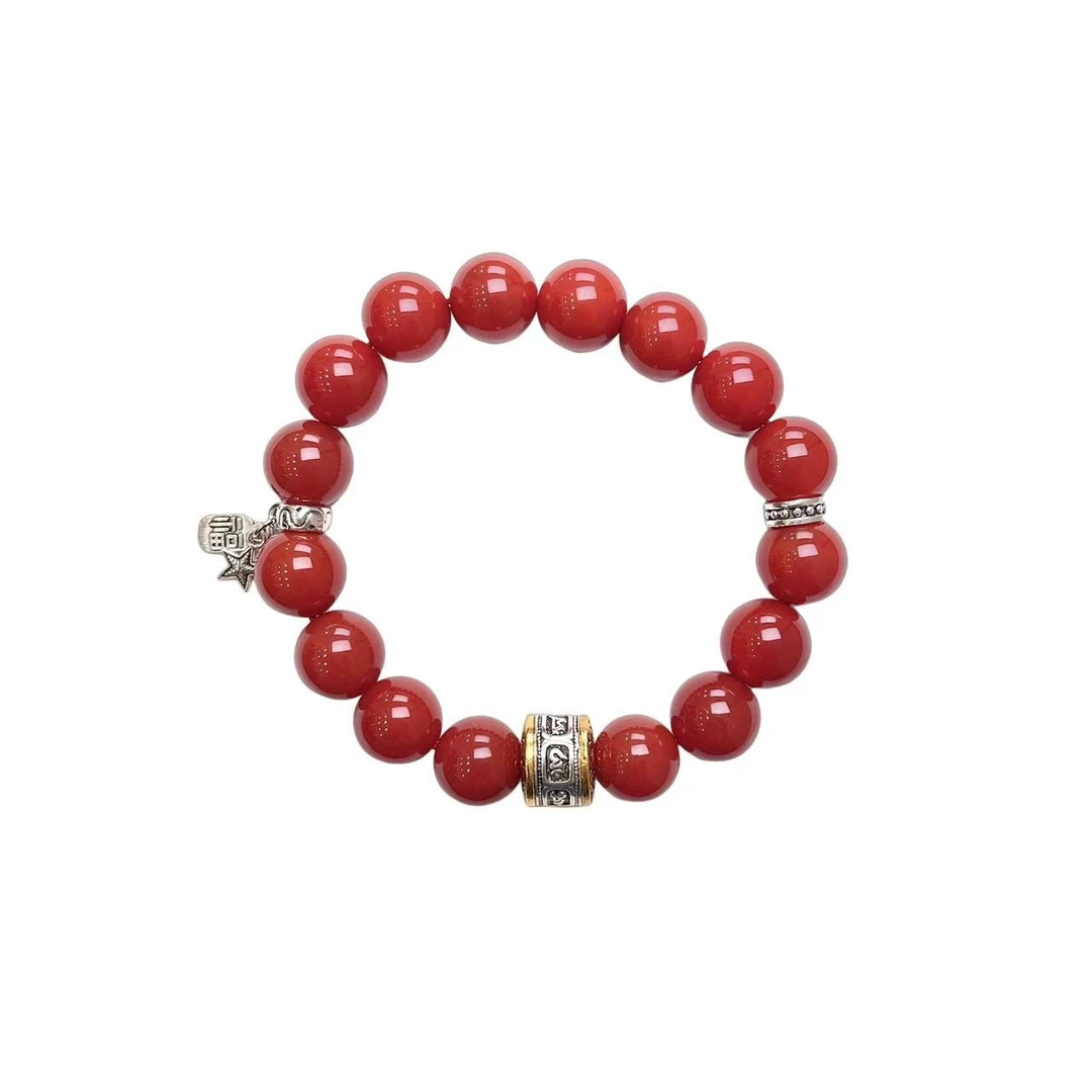瓦西锦红料玛瑙手串 E03-03