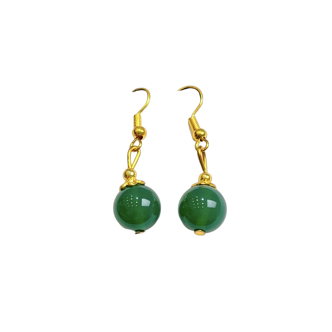 晴绿玛瑙耳环 A43-05