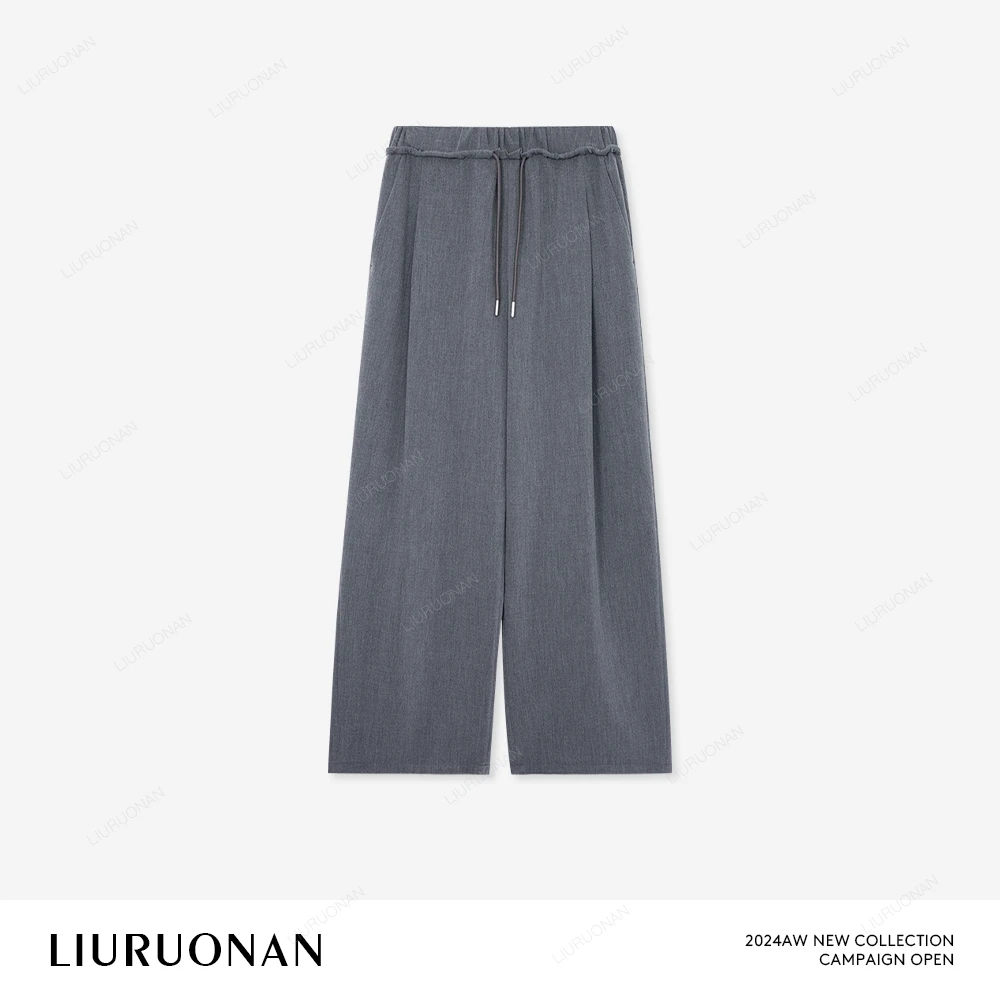 LIURUONAN 24AW 【都市轻旅】松紧腰系带休闲裤女通勤休闲直筒长裤