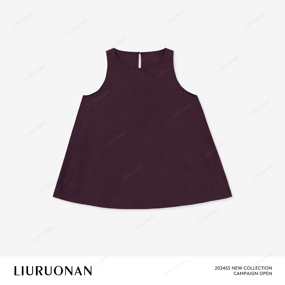 LIURUONAN 24SS 暗紫色背心女极简风高级设计纯色无袖上衣