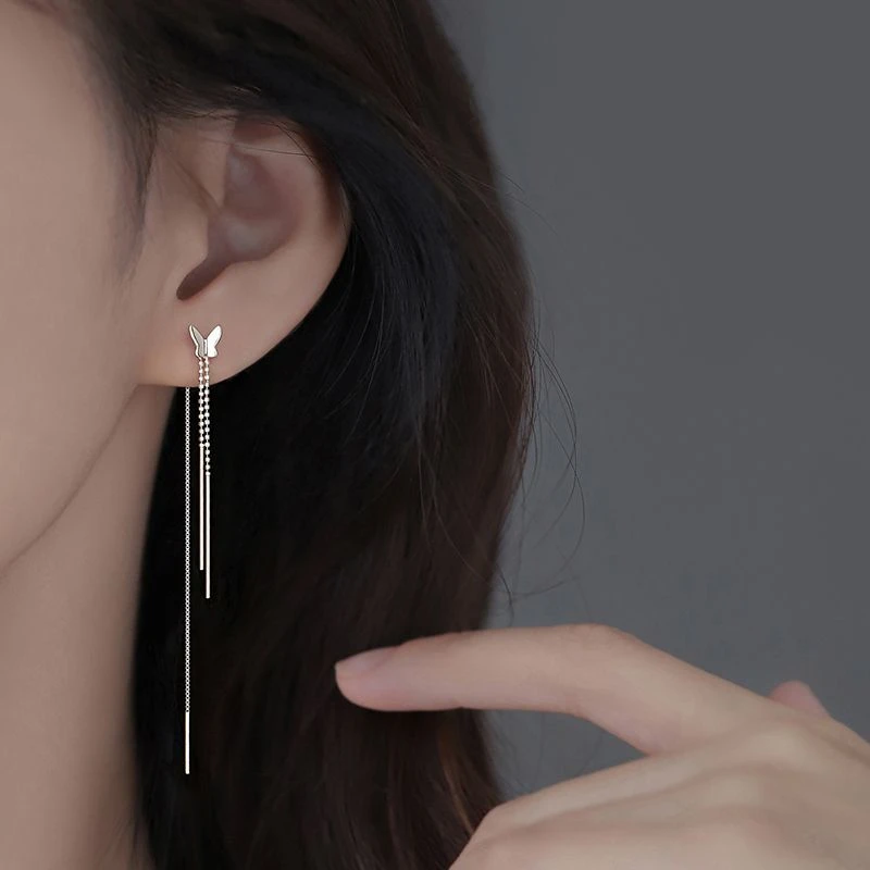 蝴蝶流苏耳线女小众设计高级感耳环2023年新款耳饰轻奢耳钉显脸瘦