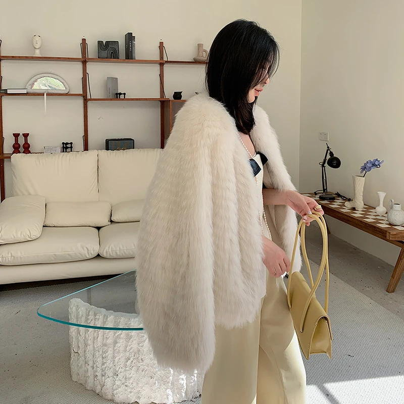 加密狐狸毛车条皮草外套女短款高级感美拉德2025冬季新款2296