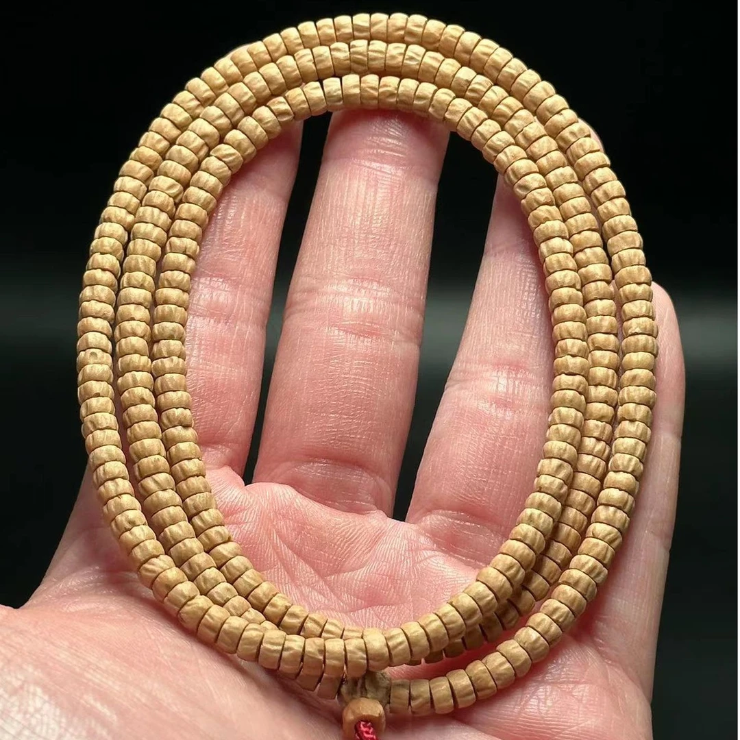 陨坑薄切·正宗热振药片百香籽108颗红油皮质男女文玩脖挂长串