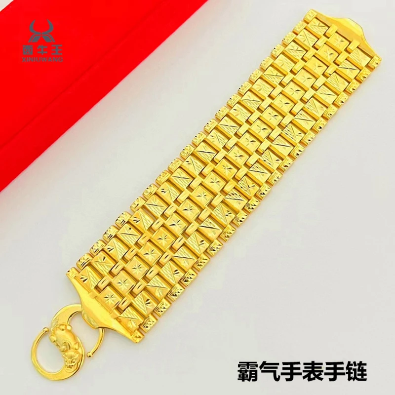 合金手链 正品越南沙晶金手表链男手链999不掉色网红同款男士饰品