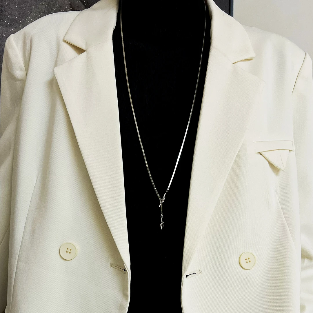 坠链均925银 《但愿人长久》小众设计款 重工长款蛇骨毛衣链 80cm