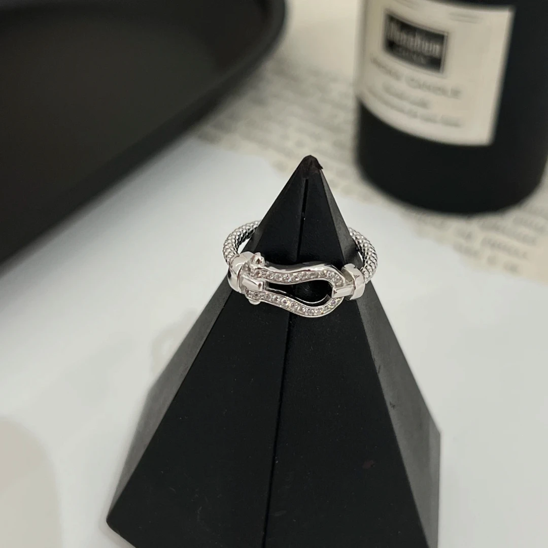 925银戒指 《小惊喜》小众设计师款轻奢风高级感马蹄锆锆戒指