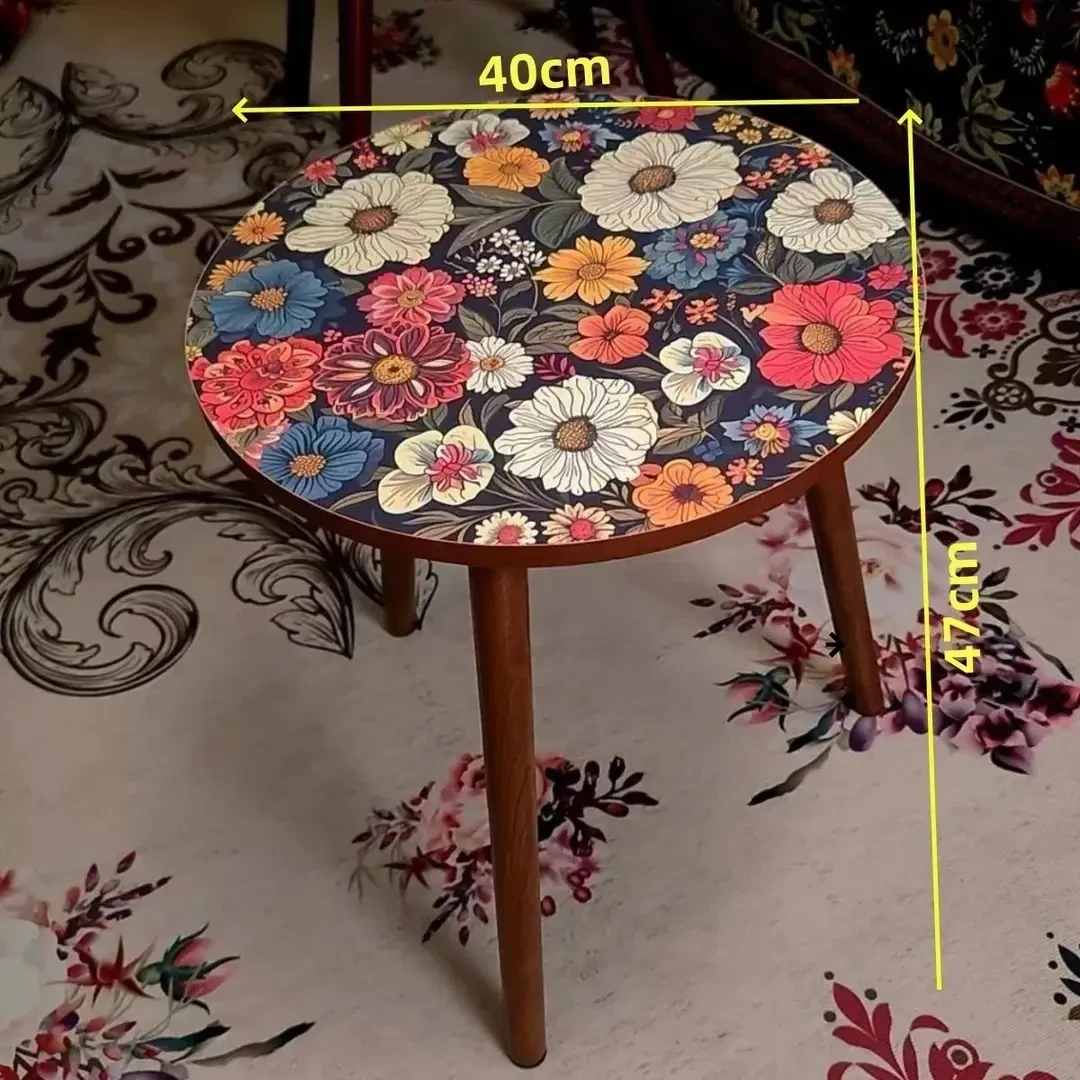 新中式曼陀罗沙发边柜北欧图案网红卧室小圆桌收纳柜几床头桌子MM