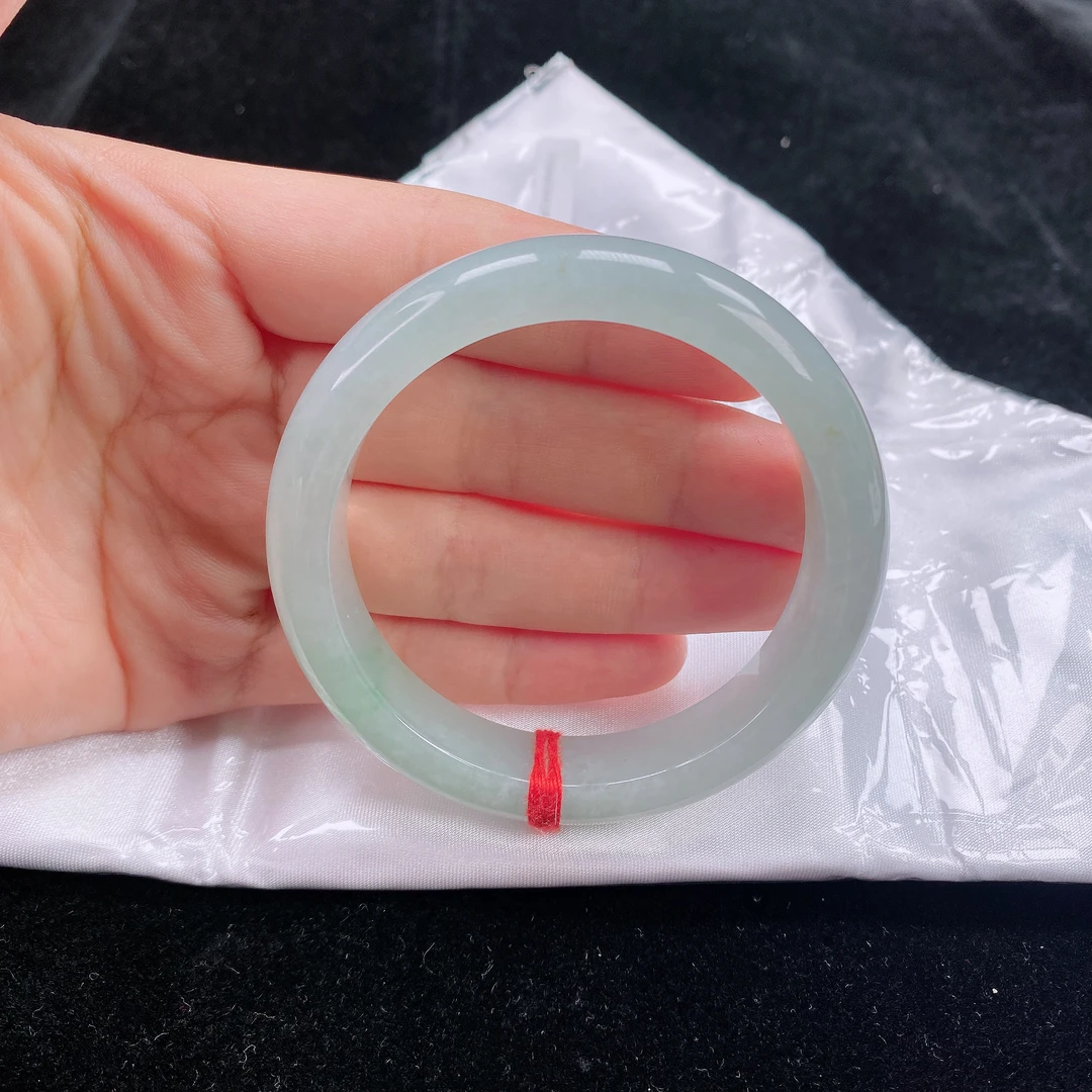 54圈口缅甸翡翠A货老坑冰糯化满圈飘绿底正圈手镯玉镯子正品珠宝