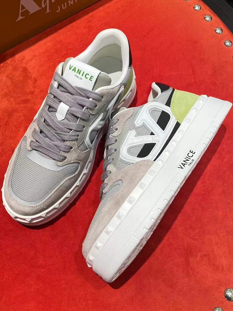 【进口男鞋SIDAN】意大利斯丹品牌拼色经典V字厚底低帮男士运动板鞋