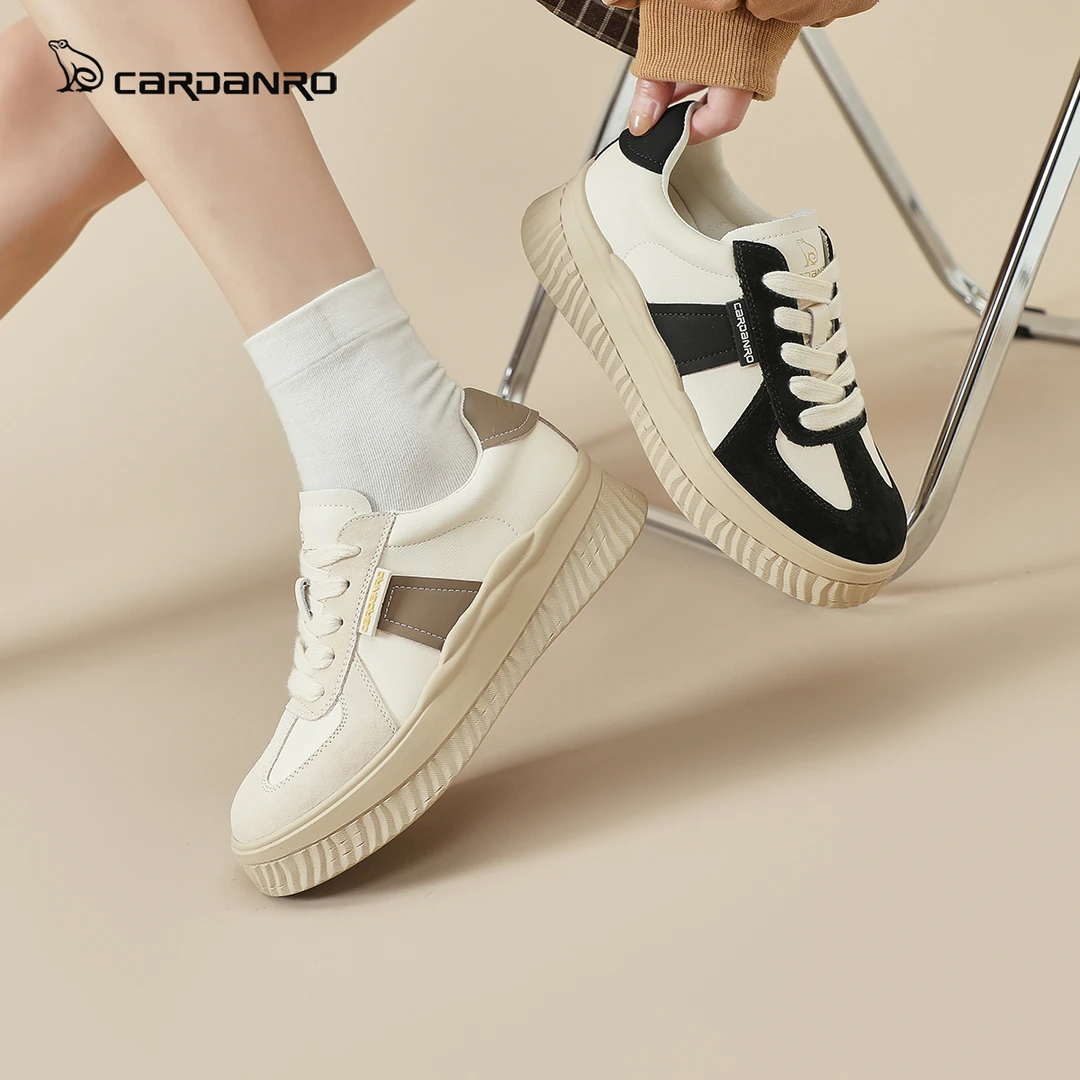 意大利卡丹路厚底德训鞋女2024新款夏季真皮女鞋小白鞋子休闲板鞋