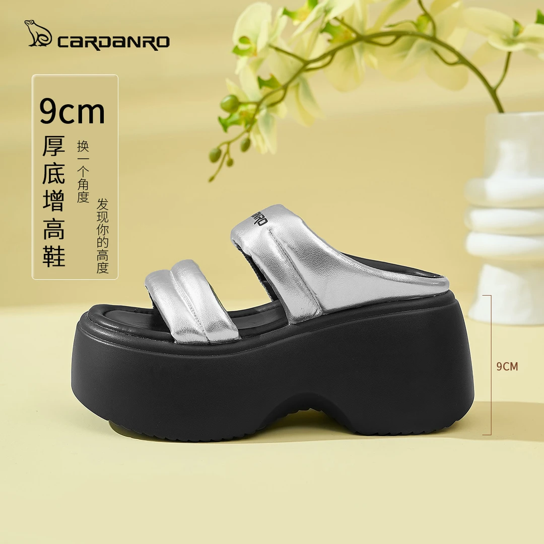意大利卡丹路一字拖凉拖鞋女款2025夏季凉鞋厚底9CM增高时尚百搭