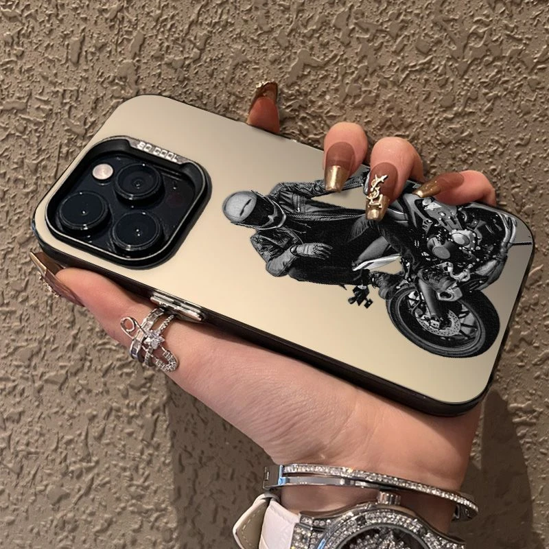 黑金摩托金属按键苹果14promax手机壳iPhone13pro12/11磨砂全包xr